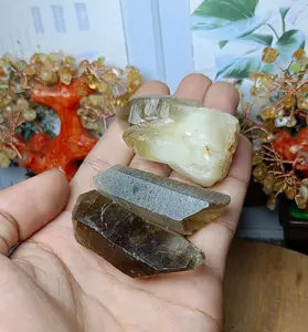 Batu  Citrine Smoky Quartz Rough / Raw Pointer (4) Asli batu alam