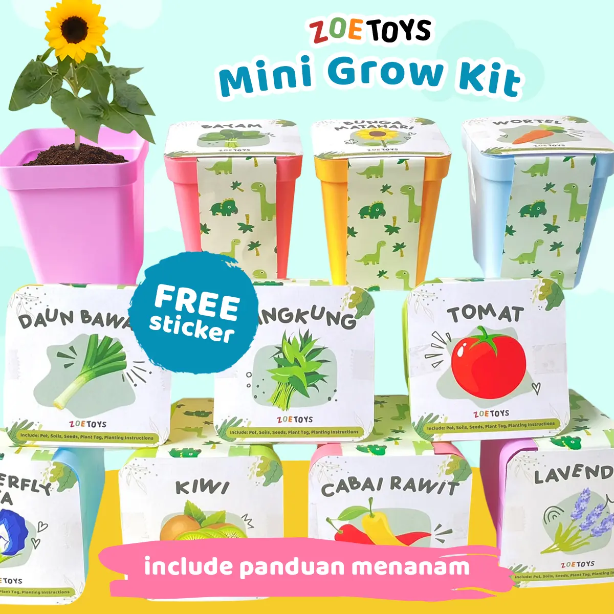 Zeotoys Mini Grow Kit | Paket Berkebun Gardening Kit | Souvenir Ulang