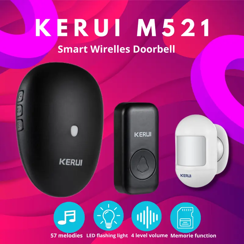 KERUI Bel Rumah Sensor Gerak Wireless M521 PIR Motion Mini P831 1