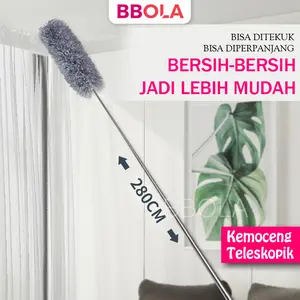 Kemoceng Teleskopik Microfiber 280cm Adjustable Tarik Tekuk Pembersih Debu