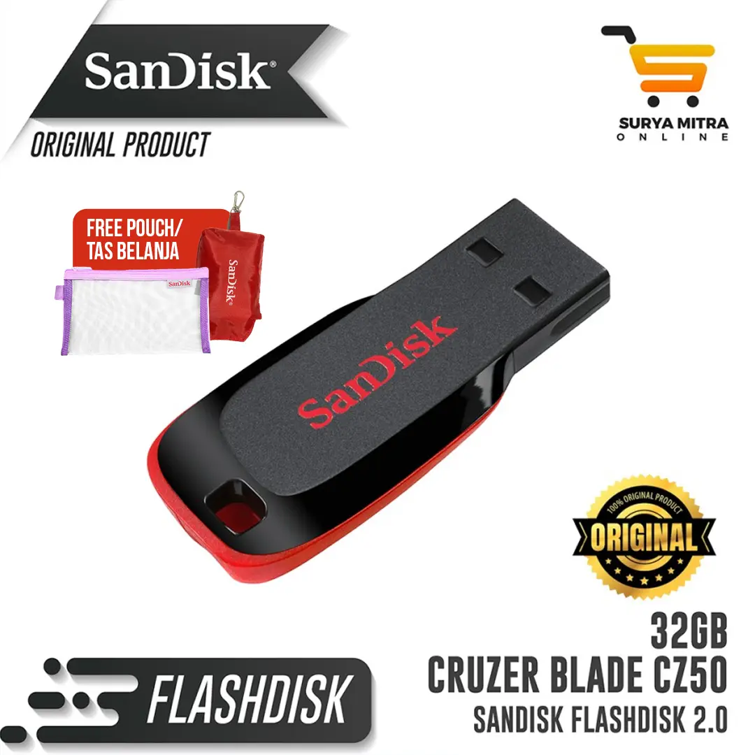 Flashdisk Sandisk 32GB Original Cruzer Blade CZ50
