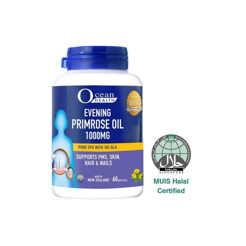 Ocean Health Ocean Health Evening Primrose Oil 1000mg, 60 softgels// SG Original Product