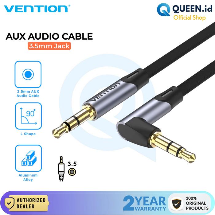 Gambar Vention Kabel Audio AUX 3.5MM Jack Audio Elbow L-Style Gold Plated Aluminium Alloy 1M 2M - BAN - 1M - BANHF dari Queen-id Kab. Tangerang Tokopedia