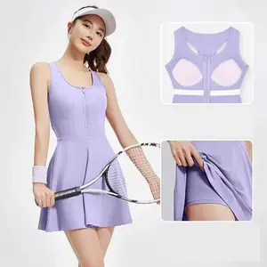 SPORT FR Baju Olahraga Wanita Dress Padel Tennis Golf Premium Bahan Poliester Spandex Cepat Kering Pelindung UV Anti Bau Kompresi
