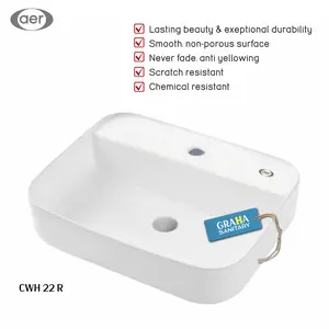 AER CWH 22 R Countertop Washbasin / Wastafel Putih Keramik vitreous