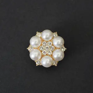 GRETA BUTTON COVER  | ELGRA JEWELLERY - Gold Plated Flower Pearl Crystal Aksesoris Kancing Detachable Buttons