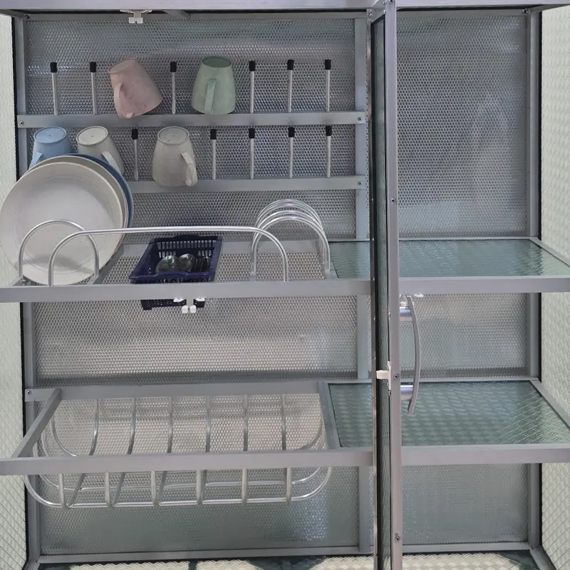 LP 435 100X38X165 s LEMARI RAK PIRING ALUMINUM HOLLOW KIPAS 20U SILVER 5 SUSUN FULL KACA RIBEN HS TC ALUMINIUM RAK BUMBU DAPUR GELAS SENDOK AWET KOKOH LPS 5