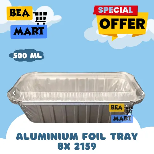 Aluminium Foil Tray Cup BX 2159 + Tutup [ ECER 1 PCS ] | Nasi Briyani Roti Loaf Lasagna Spagetti Brulee Macaroni Panggang