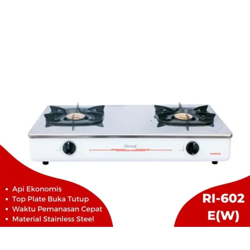 Kompor 2 Tungku Rinnai RI-602E White Stainless Steel 1