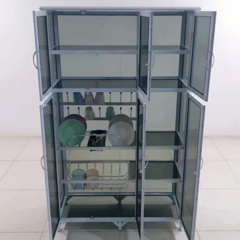 LP 435 100X38X165 s LEMARI RAK PIRING ALUMINUM HOLLOW KIPAS 20U SILVER 5 SUSUN FULL KACA RIBEN HS TC ALUMINIUM RAK BUMBU DAPUR GELAS SENDOK AWET KOKOH LPS 2