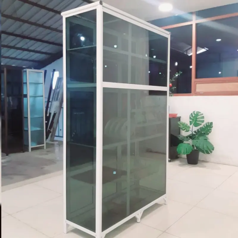 LP 435 100X38X165 s LEMARI RAK PIRING ALUMINUM HOLLOW KIPAS 20U SILVER 5 SUSUN FULL KACA RIBEN HS TC ALUMINIUM RAK BUMBU DAPUR GELAS SENDOK AWET KOKOH LPS 4