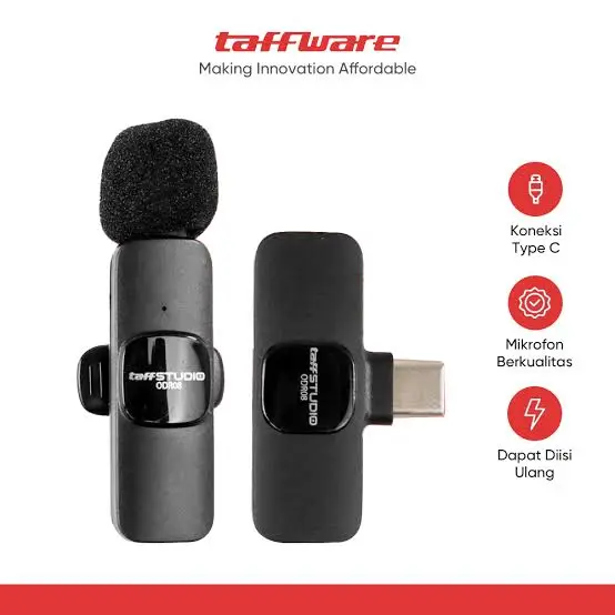 Mic Jepit Wireless Clip On HP Smartphone Microphone Live USB Type C