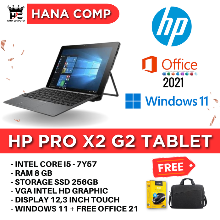 HP/i5/RAM8GB/SSD256GB/12.5インチ/office Jual LAPTOP HP PRO X2 