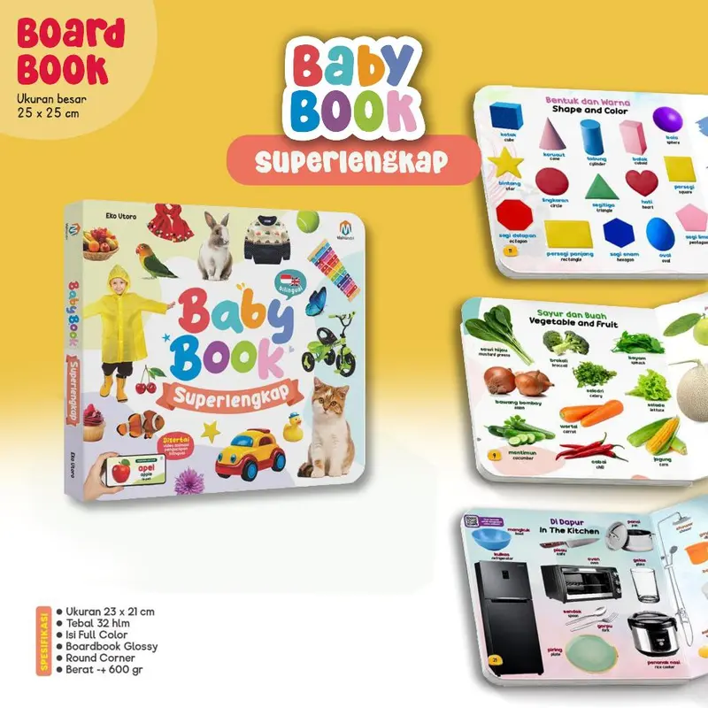Ziyadbooks - Baby Book Superlengkap 300+ Kata Gratis Poster Dunia Hewan 4