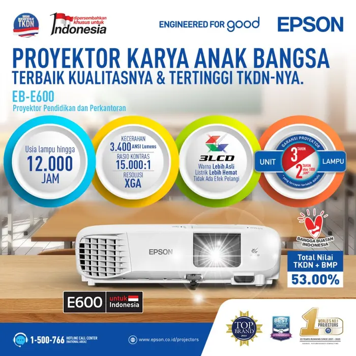 Gambar Epson EB X600 Projector TKDN XGA 3600 Lumens HDMI 3 LCD - EB X600 dari Epson Official Store Indonesia Kota Administrasi Jakarta Barat 5 Tokopedia