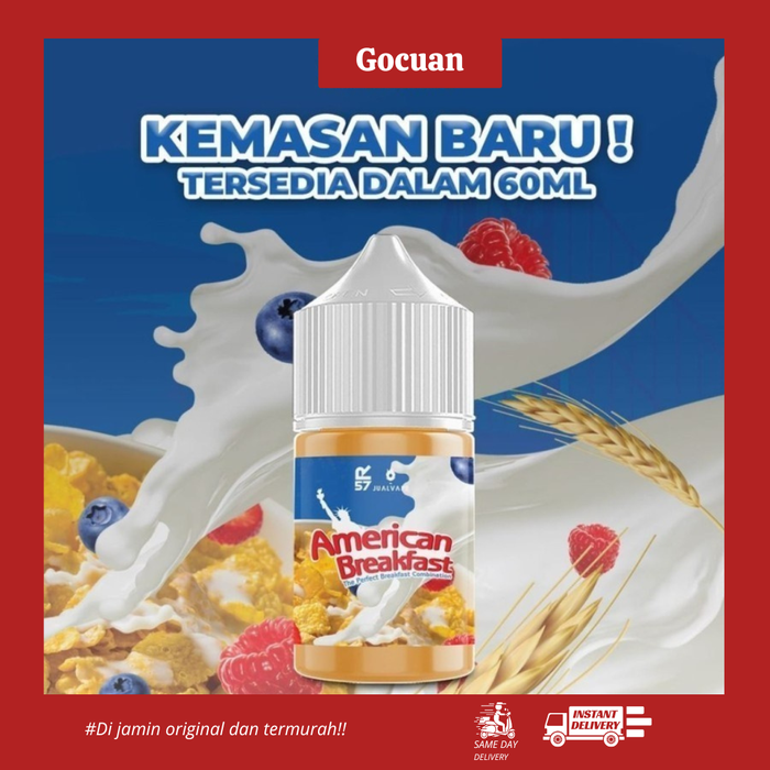 Gambar FREEBASE LIQUID AUTHENTIC AMERICAN BREAKFAST V2 FREEBASE LIQUID 60ML dari gocuan88 Kab. Tangerang Tokopedia