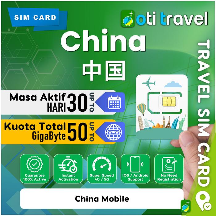 Gambar Travel Simcard OTI TRAVEL China Limit Total Super | Sim Card Tiongkok - 5-Hari, 20GB dari OTi TRAVEL Kota Medan Tokopedia