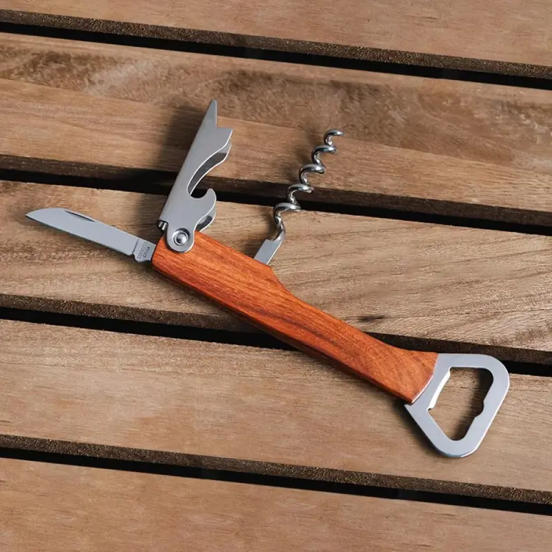 Alat Pembuka Botol Bir Gagang Kayu / Corkscrew Beer Wine Opener Wooden Handle 0