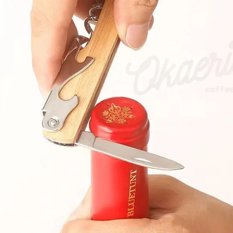 Alat Pembuka Botol Bir Gagang Kayu / Corkscrew Beer Wine Opener Wooden Handle 4