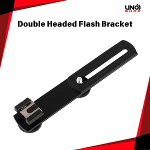 Double Headed Stand Camera Flash Bracket With Hot Shoe