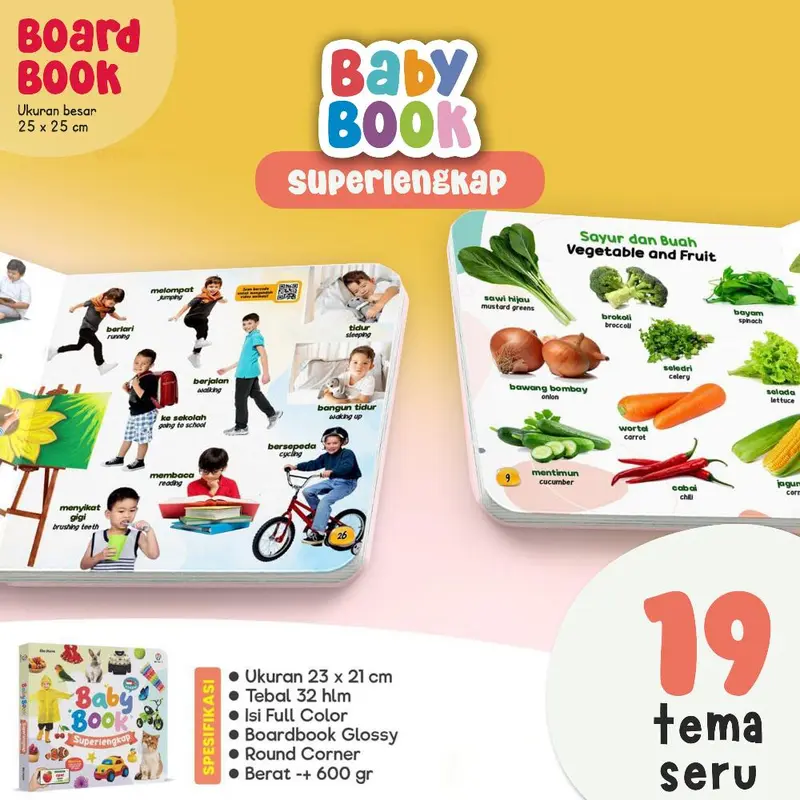 Ziyadbooks - Baby Book Superlengkap 300+ Kata Gratis Poster Dunia Hewan 5