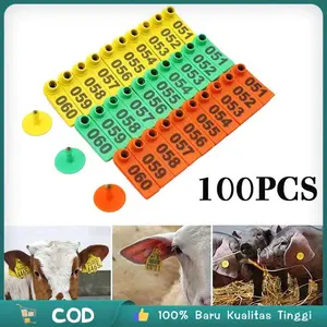 100pc Eartag Kambing Babi Domba Ear Tag Sapi Babi Penanda Nomor 1-100 Anting Identifikasi Ternak Set