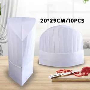10pcs Topi Koki Viscose Topi Chef Kertas Oval 23cm 29cm