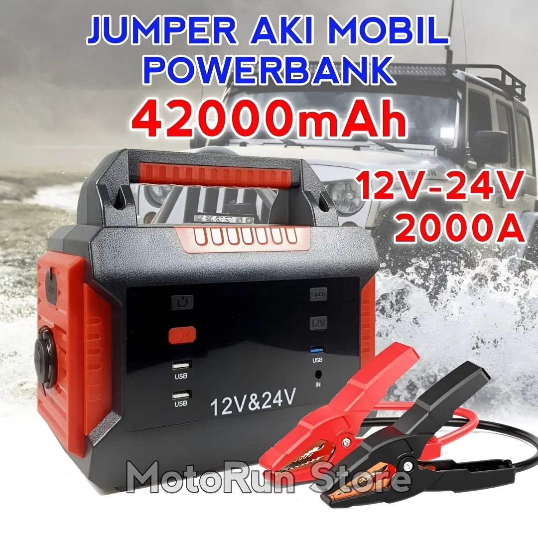 Jumper Aki Mobil 42000mAh 12V 24V 2000A Power Bank Car Jump Starter R30
