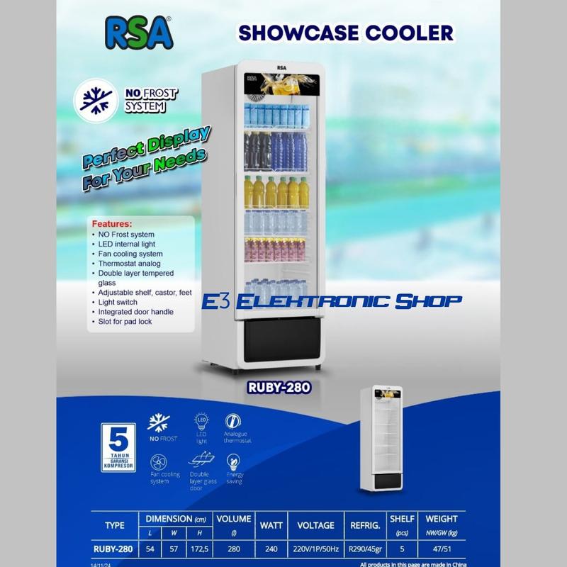 Kulkas Showcase RSA Ruby 280 No Frost Display Cooler Ruby280 - Shop ...