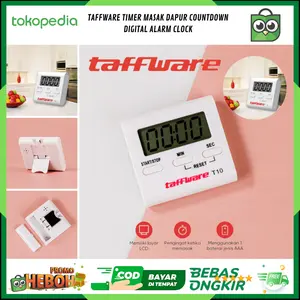Taffware Timer Masak Dapur Countdown Digital Alarm Clock - White
