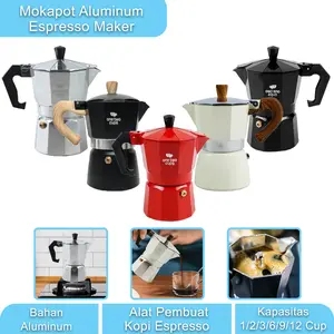 Mokapot Aluminum 1 2 3 6 9 12 Cup Espresso Maker Stovetop 50ml 100ml 150ml 300ml 450ml 600ml