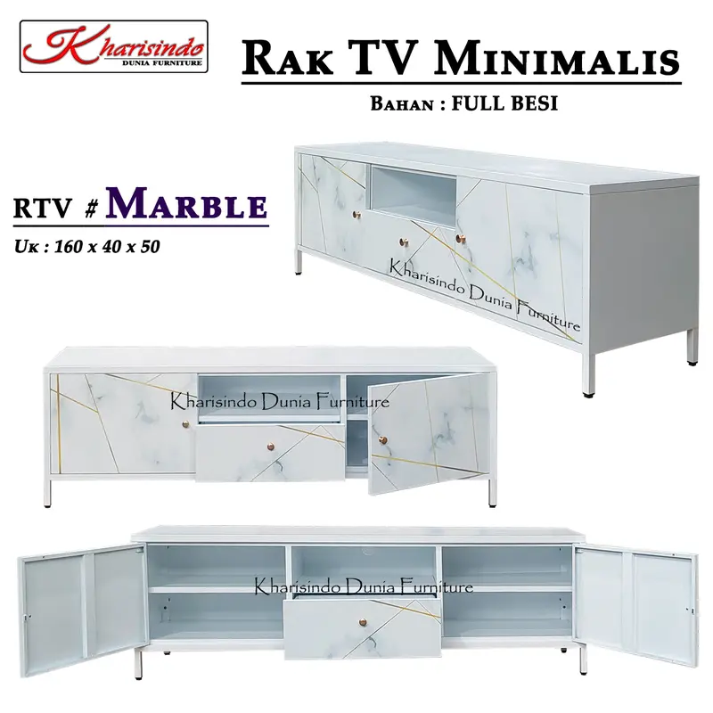 Rak TV Minimalis / Buffet TV / uk 160cm / RTV Facet , Marble , Spazio , Tropical / Bahan Besi 2
