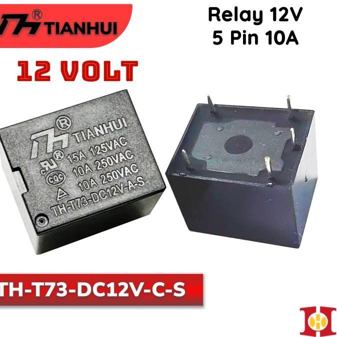 Jual Relay Rilay Tianhui 5 PIN 5P Kaki 12V 12 Volt TH-T73-DC12V