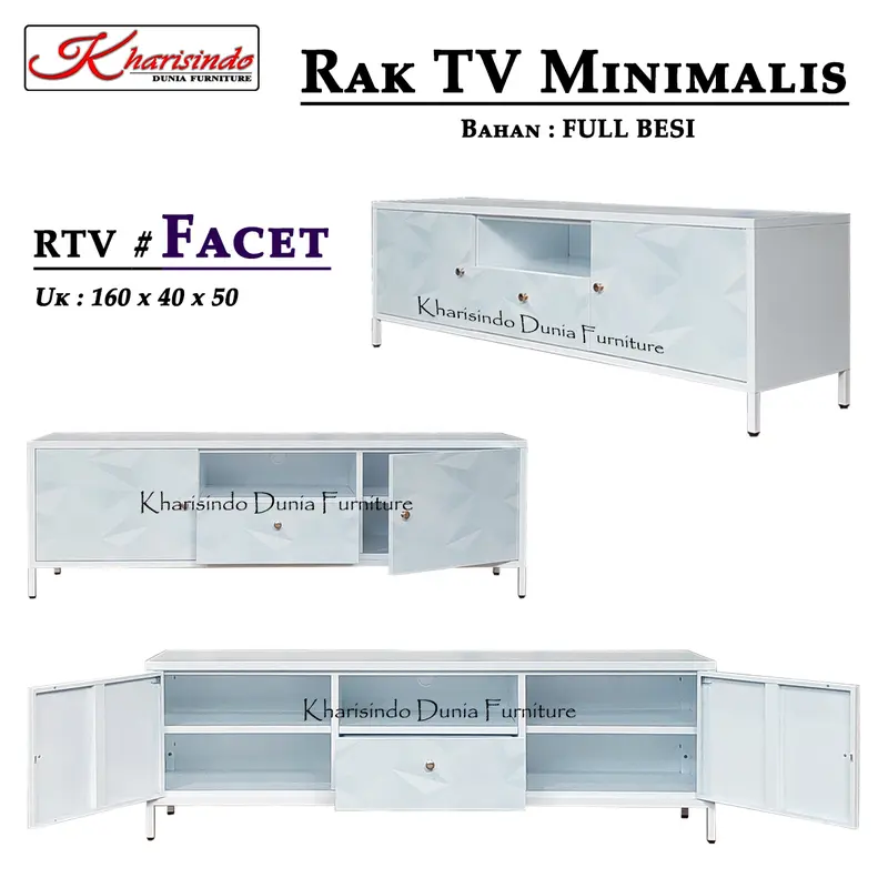 Rak TV Minimalis / Buffet TV / uk 160cm / RTV Facet , Marble , Spazio , Tropical / Bahan Besi 1