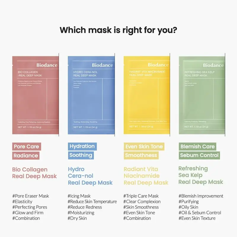 [ORIGINAL] BIODANCE Bio Collagen / Radiant Vita Niacinamide / Hydro Cera-nol / Refreshing Sea Kelp Real Deep Mask 1