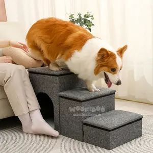 WOOFIDOO Pet Three Ladder Foldable Storage Dog Stairs Steps Tangga Anjing Rumah Ranjang Anjing
