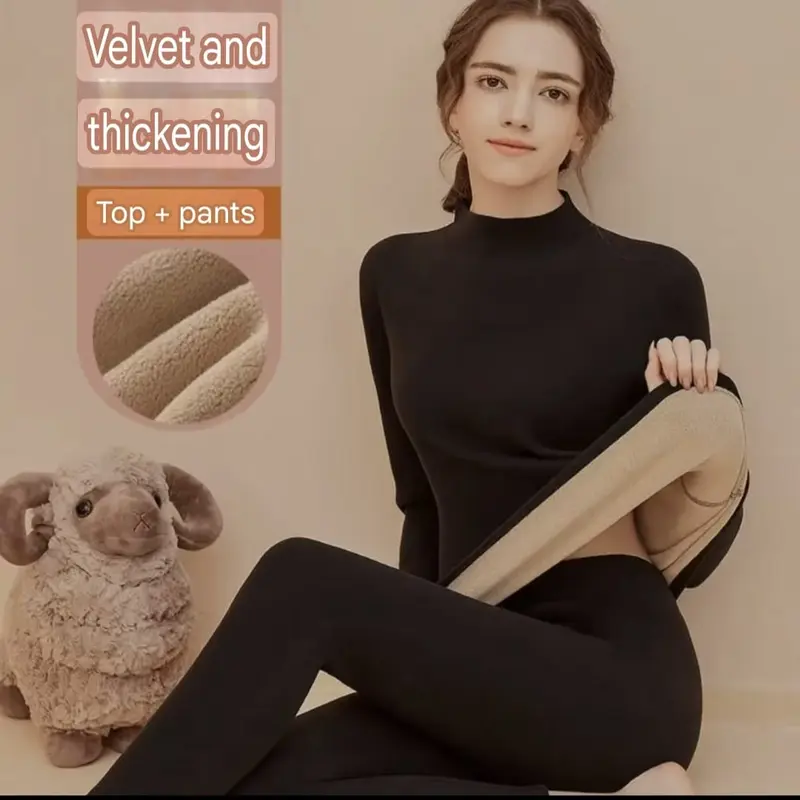 WOMEN WINTER LONG JOHN SETELAN BAJU DALEMAN BULU THERMAL WANITA TEBAL DAN HANGAT 0