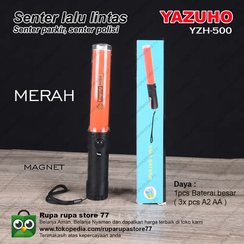 Senter polisi senter lalu lintas senter parkir Yazuho YZH 500 with magnet cahaya merah 1