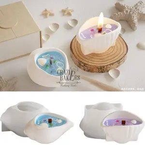 Cetakan Silikon Conch Shell Candle Jar Cup Storage Jar 3D Kerang Siput Laut