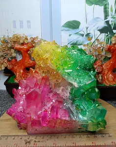 Natural Batu Clear Quartz Cluster Plating Titanium Rainbow (4)