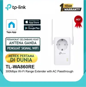 TP-LINK TL-WA860RE - 300MBPS WIFI RANGE EXTENDER DENGAN AC PASSTHROUGH