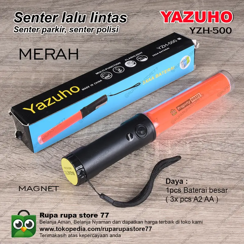 Senter polisi senter lalu lintas senter parkir Yazuho YZH 500 with magnet cahaya merah 0