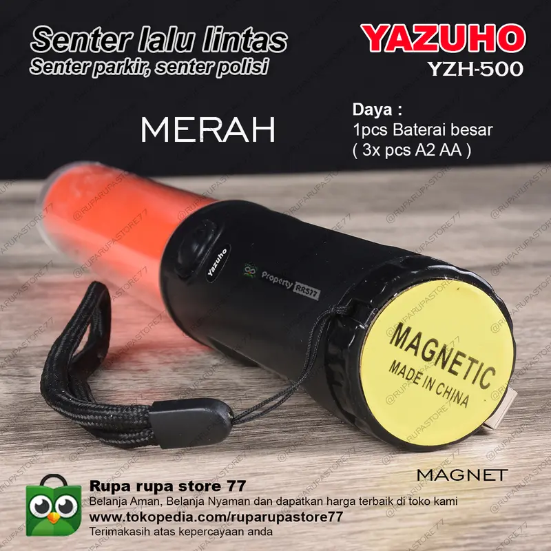 Senter polisi senter lalu lintas senter parkir Yazuho YZH 500 with magnet cahaya merah 3