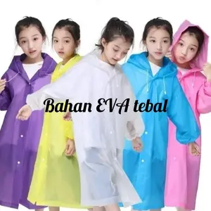 jas hujan anak EVA jas hujan terusan kancing anak kecil ponco polkadot raincoat