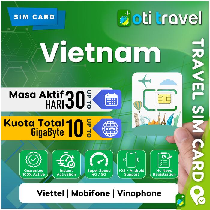 Gambar Travel Simcard OTI TRAVEL Vietnam Limit Total Regular | Sim Card Hanoi - 5-Hari, 3GB dari OTi TRAVEL Kota Medan Tokopedia