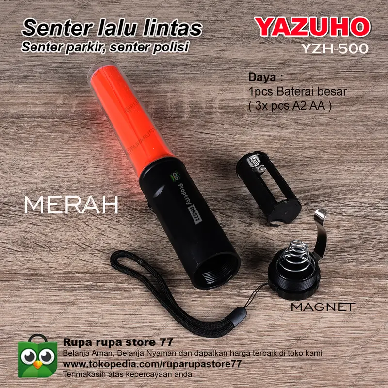 Senter polisi senter lalu lintas senter parkir Yazuho YZH 500 with magnet cahaya merah 2