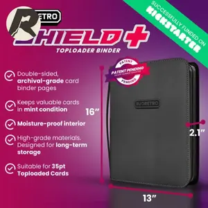Evoretro Top Loader Binder Shield+ - Pemegang Kartu Koleksi Tahan Air dengan Penutup Ritsleting dan Slot Desiccant untuk Perlindungan 360 Derajat