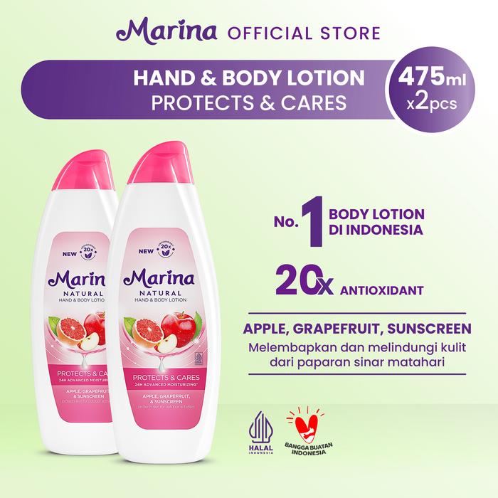 Gambar Twin Pack Marina Hand Body Lotion Natural 500ml - Protect & Cares [2pc dari TempoStore Kota Administrasi Jakarta Timur Tokopedia