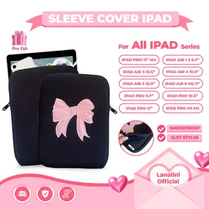 Tas Sleeve Casing iPad 11th Generation 11 Inch 2025 10th 2022 iPad 10.9 Tablet Bag Pouch With Slot Pencil Stylus Resleting Tebal Pita Ribbon Hitam Pink