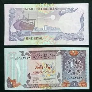 Uang Qatar 1 riyal 1996 AUNC jarang ada